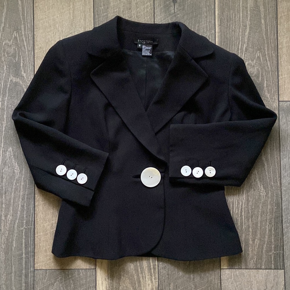 Etcetera Gorgeous Notched Collar Exaggerated Single Button Blazer